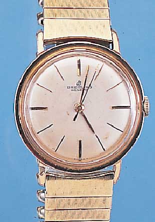 BREITLING HERRENARMBANDUHR, REF.-NR. 2933, SCHWEIZ UM 1955, METALL VERG., EDELST.-SCHR.- BODEN, ZEITIDENT. METALLZUGGLIEDERB. VERG., BLATT VERS., ...