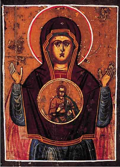 KLEINE IKONE, RUßLAND, UM 1900, GOTTES- MUTTER DES ZEICHENS, CA. 13 X 10 CM