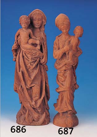 HOLZSKULPTUR, NACH ALTEM VORBILD DER UTRECHTERMADONNA VON 1750, AUS 200 JAHRE ALTER EICHE GESCHNITZT, H. CA. 73 CM