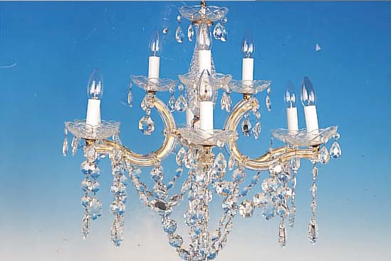 LüSTER, ITALIEN, 2. HäLFTE 20. JH., 9-ARMIG,ARME GLASUMMANTELT, MIT SEHR SCHöNEM REICHEN GLASBEHANG, H. CA. 62 CM, ELEKTR.