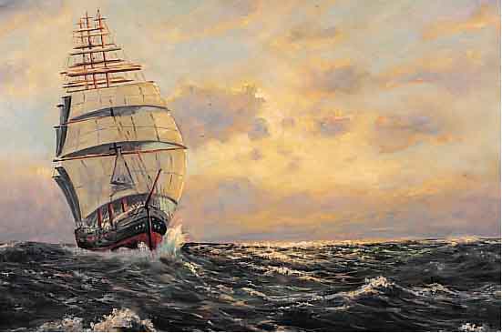 UNBEKANNTER KüNSTLER, MITTE 20. JH., ÖL/LWD., SIGNIERT, SEGELBOOT AUF BEWEGTER SEE, 60 X 80 CM