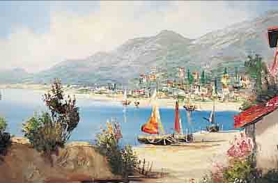 KüHNERT, ZEITGENöSSISCHER MALER, 2. HäLFTE 20. JH., SüDLICHE HAFENANSICHT, ÖL/LWD., SIGN., 60 X 80 CM, MIN. BESCH.