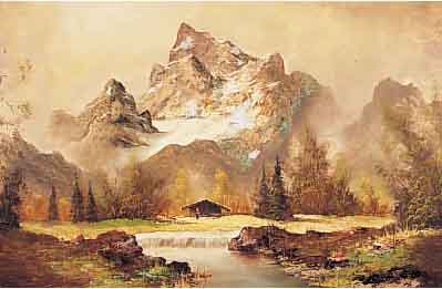 Unbekannter Künstler, deutsch, Mitte 20. Jh., Alpenlandschaft, Öl/Lwd., unleserlich sign.,60 x 80 cm, Rahmen