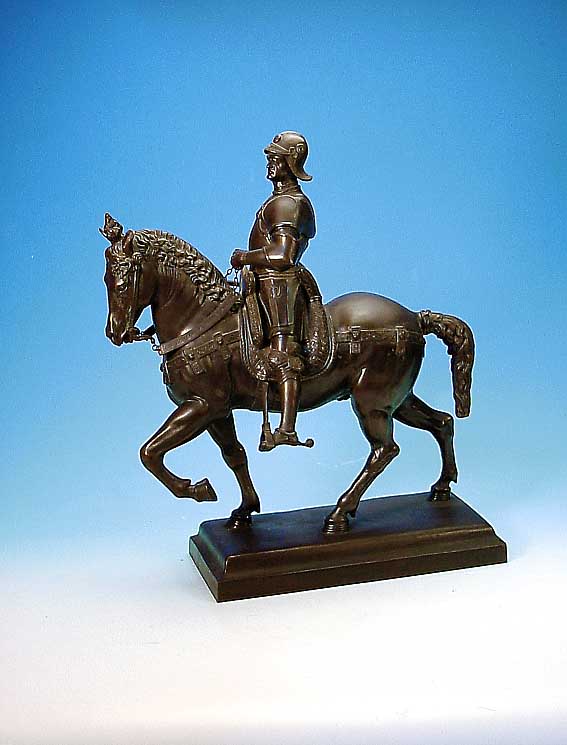 Bronzeskulptur nach dem Reiterstandbild des Colleoni, deutsch, um 1900, Lauchhammer Bildguß, am Schwanz leicht angebrochen, H. ca.62 cm, L. ...