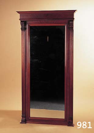 SPIEGEL, DEUTSCH, UM 1890, MAHAGONIFURNIER, SPIEGELGLAS SPäTER, 157 X 82 CM
