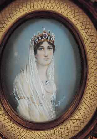 MINIATURMALEREI, FRANKREICH, UM 1900, SIGN. DELAROCHE, PORTRäT DER JOSEPHINE, GOUACHE AUF ELFENBEIN, IM OVAL CA. 8 X 6 CM, R.