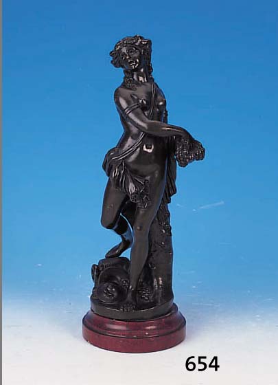 BRONZEFIGUR, SIGNIERT CLODION, BACCHANTIN, MARMORSOCKEL, H. CA. 41 CM