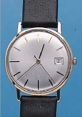ONSA HERRENARMBANDUHR, REF.-NR. 11107, SCHWEIZ UM 1962, GG 585/000, GOLDBODEN GEDR., BLATT REST., 25 ST., ROTORAUFZ., BASISKAL. ETA 2454, ...