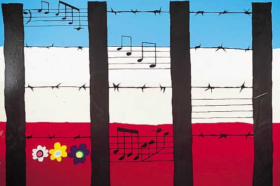 Costa, James, Farbsiebdruck "Never more Holocaust", sign., betitelt, num. 18/200, 69 x 100 cm, R., leicht verschmutzt