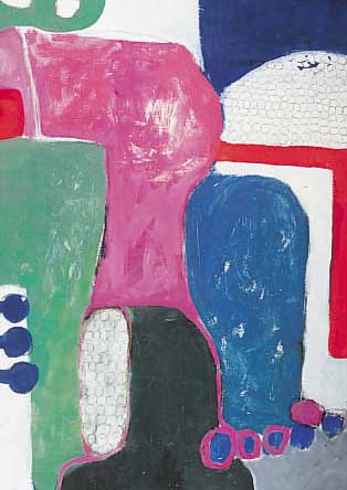 DOLEZALEK, KüNSTLER, UM 1960, ABSTRAKT-GEO- METRISCHE KOMPOSITION, ÖL/LWD., RS. SIGN., 75 X 82 CM, R.