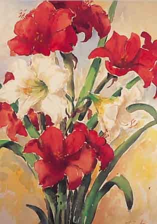 LäUBIN, HANS, 1904 PFORZHEIM-1982, SCHüLER DER AKADEMIE KARLSRUHE, HIER: BLUMENSTILLEBEN, MEHRFARBIGES AQUARELL AUF PAPIER, ...