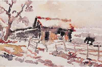 ABT, KARL, 1899 PFORZHEIM-1985, ZWEI WINTERLANDSCHAFTEN, AQUARELL/PAPIER, BEIDE HANDSIGN. UND DAT. 77 BZW. 78, JE CA. 15 X 22 CM, ...