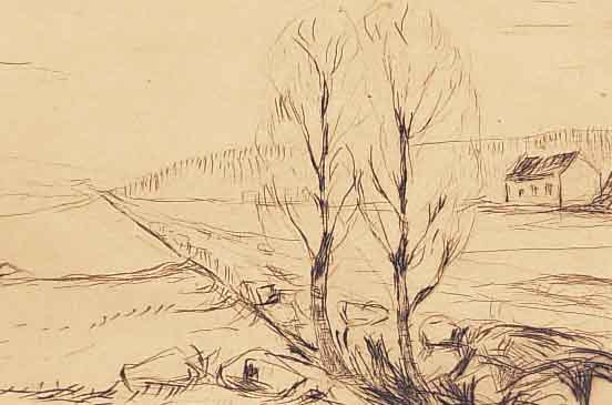 MUNCH, EDUARD, ORIGINALRADIERUNG, LAND- SCHAFT, HANDSIGNIERT, 10.3 X 14.5 CM