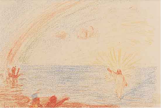 ENSOR, JAMES, LITHOGRAPHIE, JESUS LäUFT üBER DAS MEER, IN DER DARSTELLUNG SIGNIERT, 15 X 20 CM, L. ALTERSSPUREN
