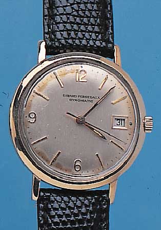 GIRARD PERREGAUX HERRENARMBANDUHR GYROMATIC, REF.-NR. 7337801, SCHWEIZ/USA UM 1964, GG- FILLED, EINSCHALENGEH., BLATT ZUM RAND L. FL.,17 ST., ...