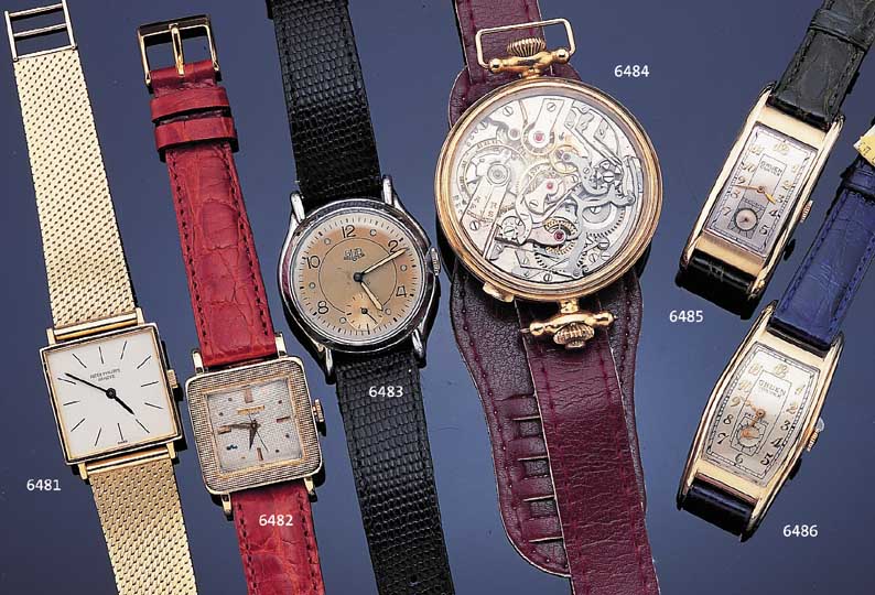 PATEK PHILIPPE HERRENARMBANDUHR, REF.-NR. 3503, SCHWEIZ UM 1964, GG 750/000-CARREE-GEH.,BODEN GEDR., SAPHIRFLACHGL., NEUTR. GG 585/000FLECHTBAND, ...