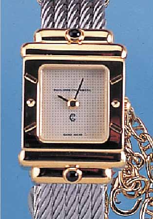PHILIP CHARRIOL DAMENARMBANDUHR ST. TROPEZ, REF.-NR. 95/18181/7007902, SCHWEIZ UM 1992, METALL HARTVERG., DESIGNER-MODELL M. 5-REIH. GEDREHT. ...