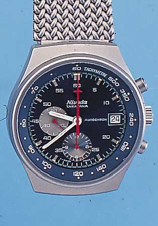 NIVADA ARMBAND-CHRONOGRAPH TARAVANA, SCHWEIZ UM 1988, EDELSTAHL MATT. INCL. EDELST.-BAND, UNGETR. LAGERWARE, SCHUTZHüLLE, ...
