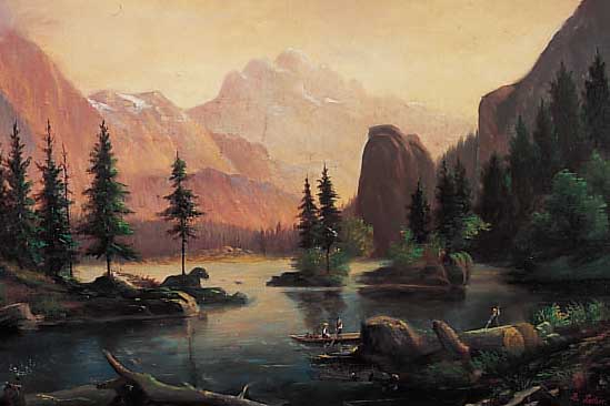 Lacher, B., Landschaftsmaler um 1900, Der Gosausee mit dem Dachstein, Öl/Lwd., sign. u. verso betitelt, 53 x 70 cm, R.