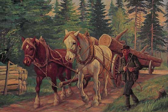 Zuschreibung: Schneider, Wilhelm, *1896 Hei-delberg, Schüler der Karlsruher Akademie, wirkte in Crailsheim, hier: Pferdefuhrwerk mit einer ...