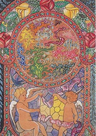 d'Augue, C.G., französischer Jugendstil- künstler, um 1910, "Vierge de Saffais" mit zwei Putten, feines Aquarell, sign., ...