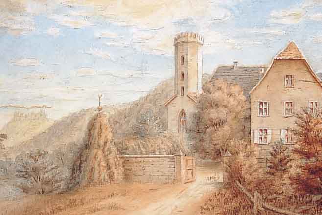 FINKLER, WALTER, DR., SCHWAGER DES MAX SLEVOGT, HIER: DER SLEVOGTHOF NEUKASTEL BEI LEINSWEILER IN DER PFALZ, AQUARELL, CA. 21 X 30,5 CM, ...