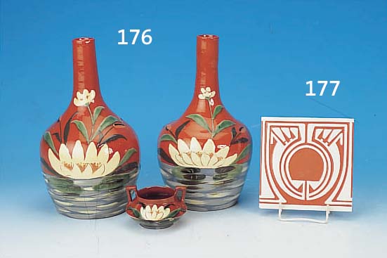FLIESE, DEUTSCH, ENTWURF PETER BEHRENS, UM 1905, KERAMIK, 14.5 X 14.5 CM