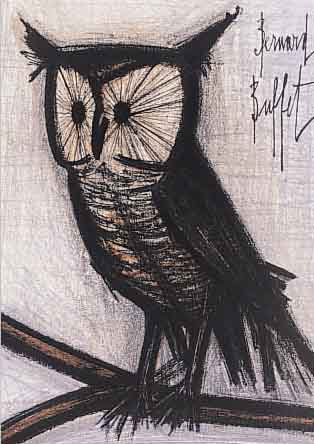 BUFFET, BERNARD, KLEINE EULE, FARBLITHOGRA- PHIE AUF BüTTEN, MOURLOT PARIS 1967, CA. 30,5 X 22,5 CM, PP