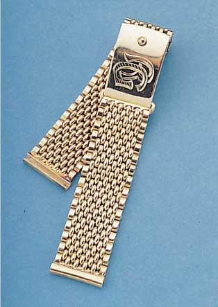 UHRENGOLDBAND, GG 585/000, L. VON STEG ZU STEG 16,5 CM, STEGBR. 17 MM, TOTALGEW. CA. 42 G, FALTSCHL. M. DEHNUNGSAUSGL., VERSCHL. ...