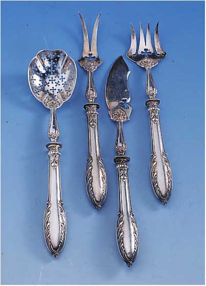 PETIT-FOURS-VORLEGEBESTECK, FRANKREICH, UM 1900, 950ER SILBER, MEISTERMARKE DEBAIN, ORIG.-ETUI