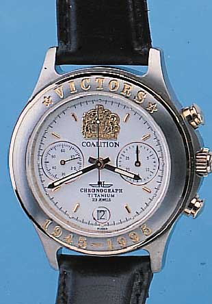 POLJOT ARMBANDCHRONOGRAPH KOALITION, REF.- NR. N201/500, RUSSLAND UM 1994, TITANGEH., BODEN WIE LüNETTE TEILVERG., LIMIT. AUFLAGE V. 500 ST., ...