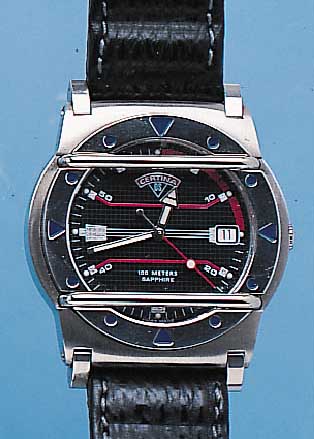 CERTINA HERRENARMBANDUHR, REF.-NR. DS8000/ 8100, SCHWEIZ UM 1998, EDELST. MATT., UNGETR. LAGERW., LEDERBAND M. STIFTSCHL., SAPHIRFLACH-GL. M. ...