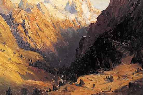 KNOBLOCH, JOSEF, ROLF, 1891 BöHMISCH-KAMNITZ- MüNCHEN, DACHSTEIN VOM GOSAUTHAL, ÖL/KARTON,50 X 60 CM, RAHMEN