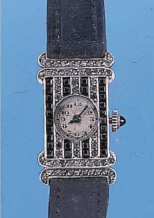MILEX WATCH CO. DAMENARMBANDUHR ART DECO, SCHWEIZ UM 1934, 935ER SILBER, LüNETTE U. BANDANST. M. SCHMUCKSTEINBES. (1X FEHLEND), ALTERSBED. ...