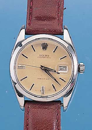 ROLEX HERRENARMBANDUHR PRECISION, REF.-NR. 6427, SCHWEIZ UM 1961, EDELST., BODEN U. KRO- NE GESCHR., BLATT PROV. REST., 17 ST., HANDAUFZUG KAL. ...