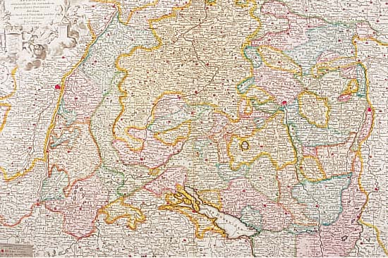 Altkolor. Kupferstichk., v. S. R. I. Sueciae Circulus atq. Ducatus una cum Insertiset Andjacentibus Regnionisbus v. Visscher, ca. 1750, ...