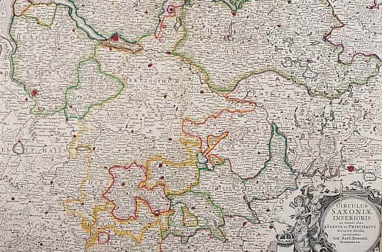Konvolut von 3 Blatt Niedersachsen, 1.) alt-kolor. Kupferstichk. v. Homann, ca. 1740, Circulus Saxoniae Inferioris, tadelloses Exem-plar ohne ...