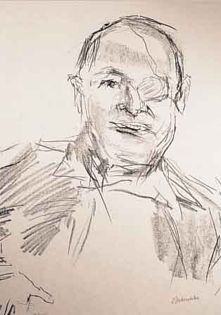 KOKOSCHKA, OSKAR, PORTRäT DES MOSHE DAJAN, LITHOGRAPHIE AUS DER REIHE JERUSALEM FACES, HANDSIGN., NUM. 137/150, AUF JAPAN-PAPIER, CA. 65 X 50 ...