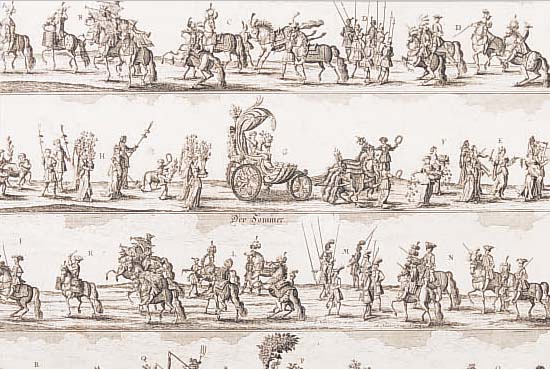 Konvolut von 5 Blatt, mit Kupferstichen aus Georg Engelhard von Löheisen, Hof Kriegs und Reitschul Nürnberg 1729, mit Pferdedarstellun-gen und ...