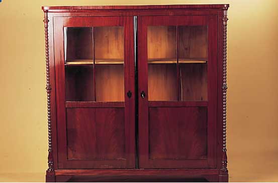 HALBSCHRANK, DEUTSCH, UM 1860, MAHAGONIFURNIER, VERGLAST, VERSPROSST, 122 X 121 X 43 CM