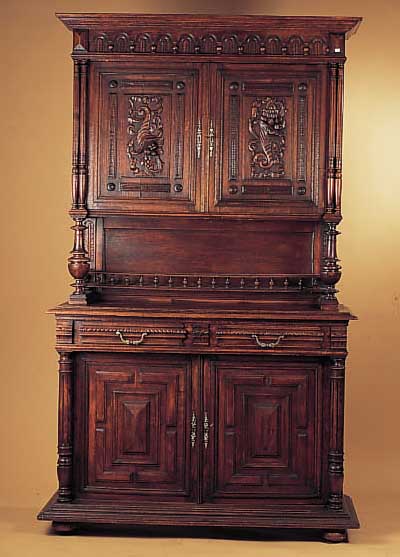 AUFSATZBUFFET, FRANKREICH, UM 1880, EICHE MASSIV, REICH GESCHNITZT, PRUNKVOLL, 222 X 130 X 56 CM