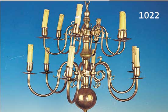 GROSSE DECKENLAMPE, WOHL DEUTSCH, UM 1900, MESSING, ZWöLF BRENNSTELLEN, ELEKTRIFIZIERUNG NICHT GEPRüFT, H. CA. 70 CM, D. CA. 70 CM