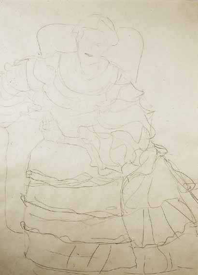 KLIMT, GUSTAV, 1862-1918, PORTRäT DER MAGDA MAUTNER VON MARKHOF, BLEISTIFT/PAPIER, GEZEICHNET UM 1904-05, EINE VON ZEHN SKIZZEN FüR DAS ...