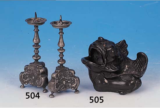 BRONZEFIGUR, UM 1900, ENTW. JUST ANDERSON, ZWEI FISCHE, H. CA. 12 CM, L. 13 CM
