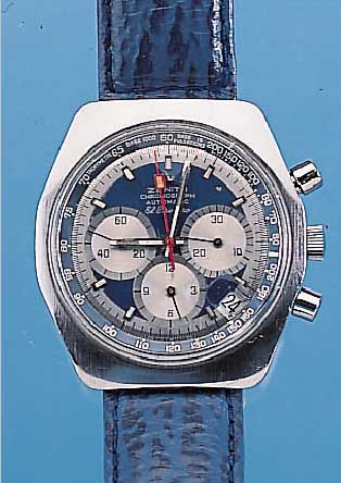 ZENITH ARMBANDCHRONOGRAPH EL PRIMERO, REF.- NR. 53031, SCHWEIZ UM 1971, EDELST., BODEN GE-DR., GLAS PROVIS. ERS., PULSATIONS- U. TACHY- ...
