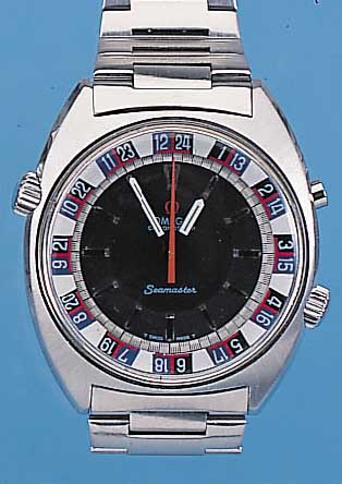 OMEGA ARMBANDCHRONOGRAPH SEAMASTER, REF.-NR.145-008, SCHWEIZ UM 1968, EDELST. INCL. BAND, SELTENE CHRONO- U. STOPPAUSF. M. DREHB. ZIF- ...