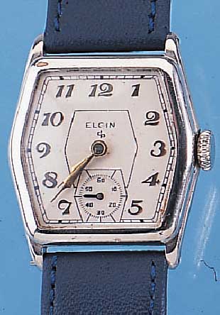 ELGIN HERRENARMBANDUHR, REF.-NR. 8263002, USA UM 1934, WG-FILLED, VERS. BLATT, KL. SEK. VERT., BODEN U. GLASR. GEDR., 17 ST., WERK VERN., ...