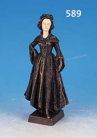 BRONZEFIGUR, UM 1900-05, MONOGR. OT, SCHREITENDE DAME, GESICHT ELFENBEIN, FEINER GUß, H. CA. 20 CM