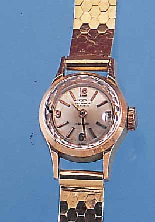 TISSOT DAMENGOLDBANDUHR, REF.-NR. 7769, SCHWEIZ UM 1962, GG 750/000-RUNDGEH. INCL. GG-WABENGLIEDERB., BODEN GEDR., BOMB. MINERAL-GL. M. ...