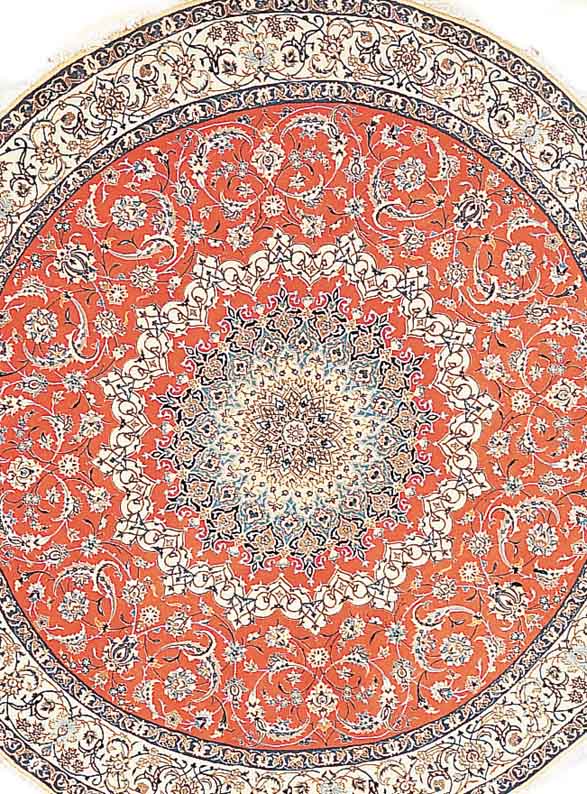 Nain fein,Persien Durchmesser ca 200 cm. Flor Korkwolle mit Seide.ca 900.000 Kn/qm.
